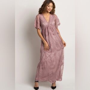 Pinkblush Dusty Rose Lace Maxi Dress